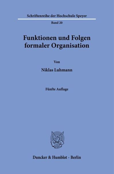 Produktbild: Funktionen und Folgen formaler Organisation.
