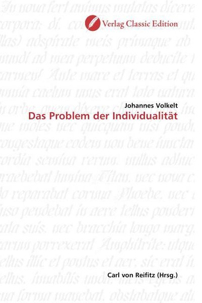 Produktbild: Volkelt, J: Das Problem der Individualit&auml;t