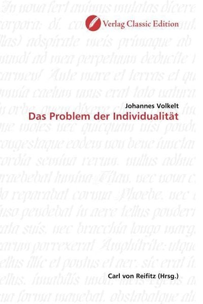 Produktbild: Volkelt, J: Das Problem der Individualit&auml;t