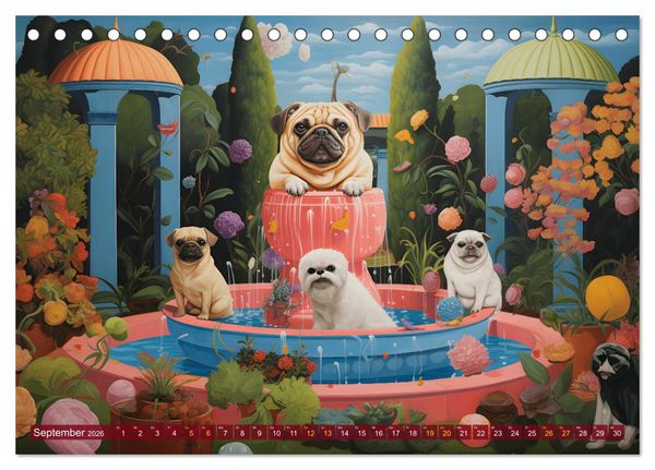 Produktbild: Boteros Hunde - Kunstvoller Kalender im Stile des Boterismo (Tischkalender 2026 DIN A5 quer), CALVENDO Monatskalender