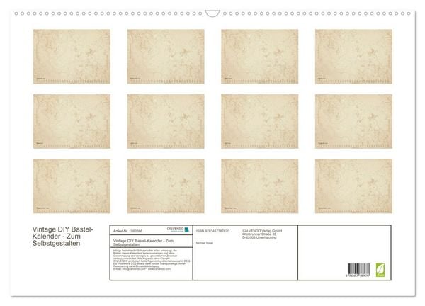 Produktbild: Vintage DIY Bastel-Kalender - Zum Selbstgestalten (Wandkalender 2026 DIN A2 quer), CALVENDO Monatskalender