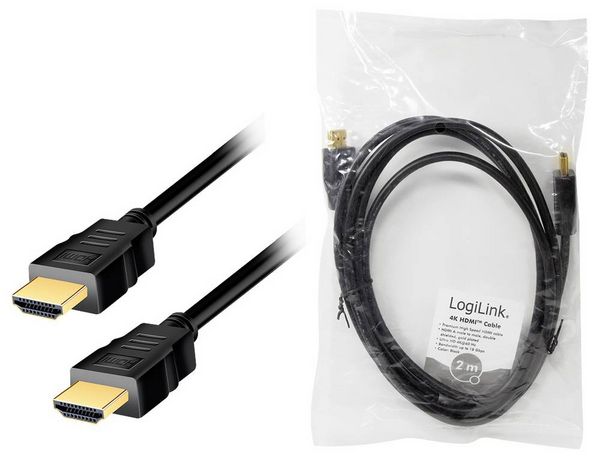 Produktbild: LogiLink HDMI AV Anschlusskabel [1x HDMI-Stecker - 1x HDMI-Stecker] 2m Schwarz