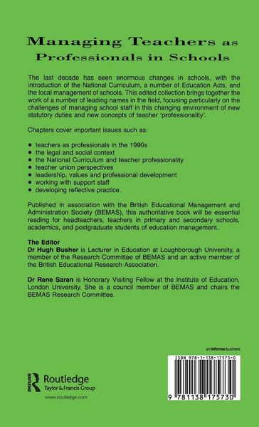 Produktbild: Managing Teachers as Professionals in Schools