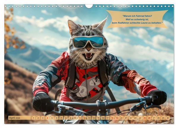 Produktbild: Der tierisch lustige Fahrradkalender (Wandkalender 2026 DIN A3 quer), CALVENDO Monatskalender