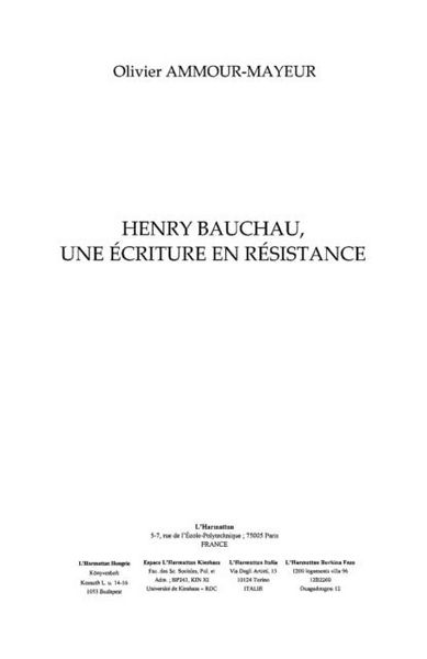 Produktbild: Henry bauchau une ecriture enresistance