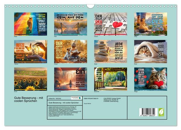 Produktbild: Gute Besserung - mit coolen Spr&uuml;chen (Wandkalender 2026 DIN A3 quer), CALVENDO Monatskalender