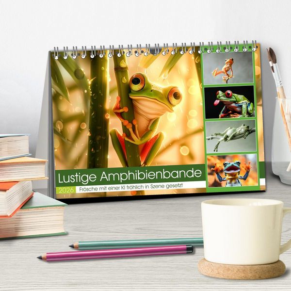 Produktbild: Lustige Amphibienbande (Tischkalender 2026 DIN A5 quer), CALVENDO Monatskalender