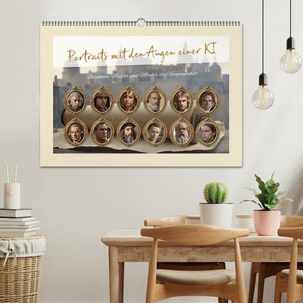 Produktbild: Portraits mit den Augen einer KI (Wandkalender 2026 DIN A2 quer), CALVENDO Monatskalender