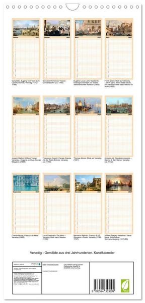 Produktbild: Familienplaner 2027 - Venedig - Gem&auml;lde aus drei Jahrhunderten. Kunstkalender mit 5 Spalten (Wandkalender, 21 x 45 cm) CALVENDO