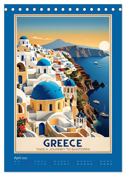 Produktbild: World Travel Posters - Nostalgic Trip Around the Globe (Desk Calendar 2026 DIN A5 portrait), CALVENDO 12 Month DeskCalendar
