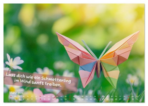 Produktbild: Origami Kalender der Achtsamkeit - Achtsamkeitskalender (Tischkalender 2026 DIN A5 quer), CALVENDO Monatskalender