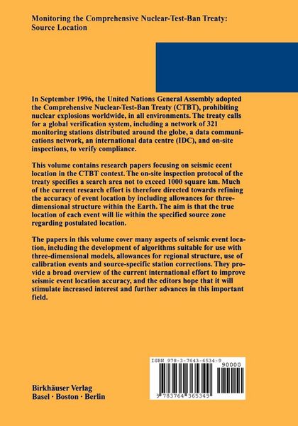 Produktbild: Monitoring the Comprehensive Nuclear-Test-Ban Treaty: Source Location