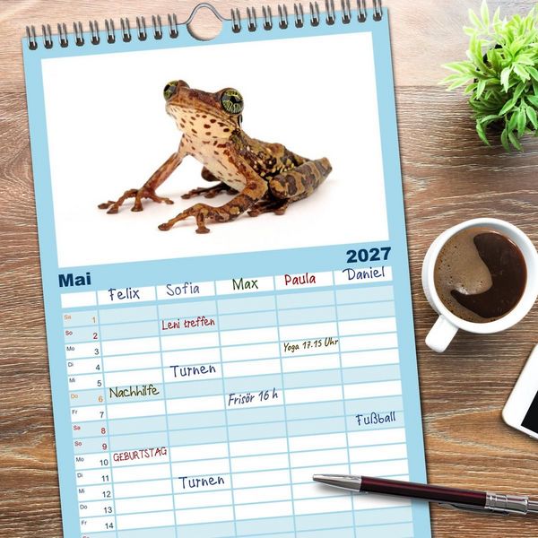 Produktbild: Familienplaner 2027 - Farbenpracht der Fr&ouml;sche mit 5 Spalten (Wandkalender, 21 x 45 cm) CALVENDO