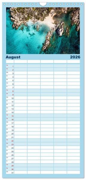 Produktbild: Familienplaner 2026 - Sardinien - Karibik des Mittelmeers mit 5 Spalten (Wandkalender, 21 x 45 cm) CALVENDO