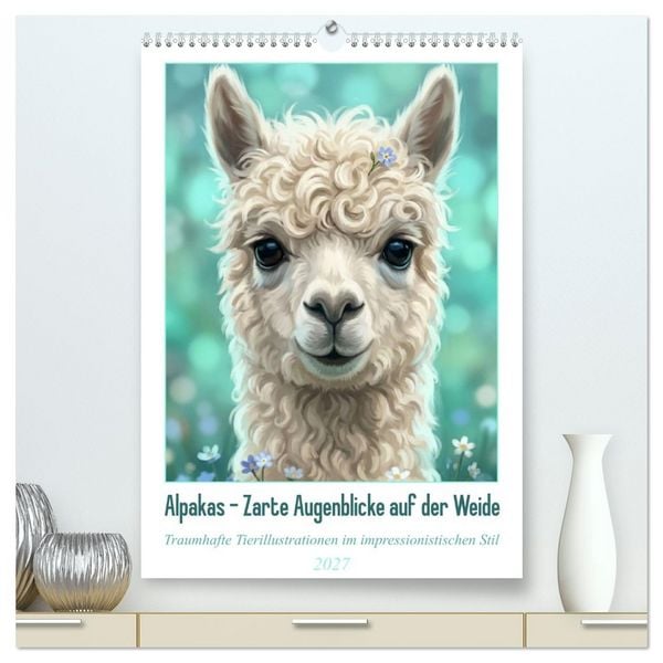 Produktbild: Alpakas - Zarte Augenblicke auf der Weide (hochwertiger Premium Wandkalender 2027 DIN A2 hoch), Kunstdruck in Hochglanz