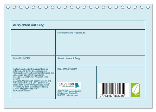 Produktbild: Aussichten auf Prag (Tischkalender 2026 DIN A5 quer), CALVENDO Monatskalender