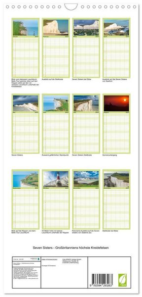 Produktbild: Familienplaner 2027 - Seven Sisters - Gro&szlig;britanniens h&ouml;chste Kreidefelsen mit 5 Spalten (Wandkalender, 21 x 45 cm) CALVENDO