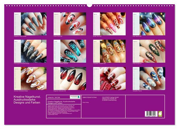 Produktbild: Kreative Nagelkunst. Ausdrucksstarke Designs und Farben (Wandkalender 2026 DIN A2 quer), CALVENDO Monatskalender