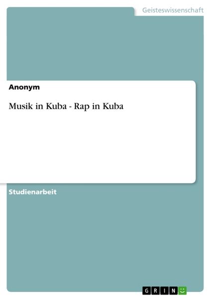 Produktbild: Musik in Kuba - Rap in Kuba