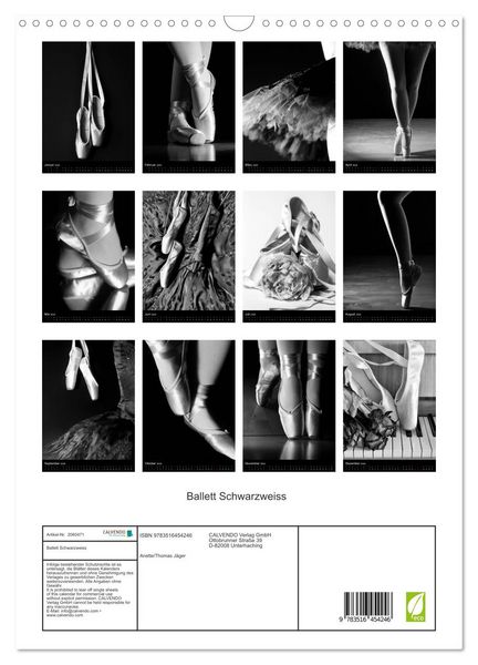 Produktbild: Ballett Schwarzweiss (Wandkalender 2026 DIN A3 hoch), CALVENDO Monatskalender
