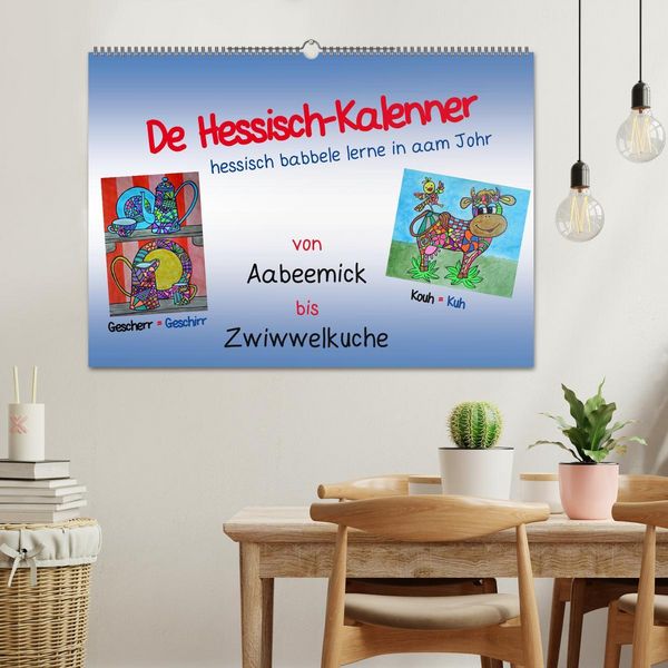 Produktbild: De Hessisch-Kalenner - hessisch babbele lerne in aam Johr (Wandkalender 2026 DIN A2 quer), CALVENDO Monatskalender
