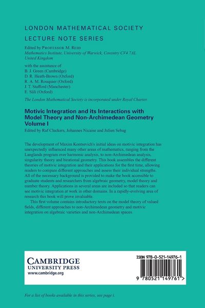 Produktbild: Motivic Integration and its Interactions with Model Theory and Non-Archimedean Geometry