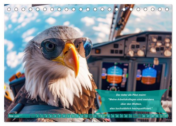 Produktbild: Der tierisch lustige Piloten-Kalender (Tischkalender 2026 DIN A5 quer), CALVENDO Monatskalender