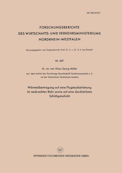 Produktbild: W&auml;rme&uuml;bertragung auf eine Flugstaubstr&ouml;mung im senkrechten Rohr sowie auf eine durchstr&ouml;mte Sch&uuml;ttgutschicht