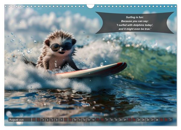 Produktbild: A year of fun with surfing animals (Wall Calendar 2026 DIN A3 landscape), CALVENDO 12 Month Wall Calendar