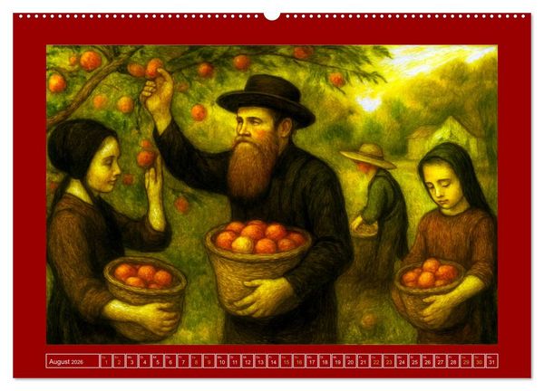 Produktbild: Einfach Leben - Einblicke in die Welt der Amish im Stil alter Gem&auml;lde (Wandkalender 2026 DIN A2 quer), CALVENDO Monatskalender