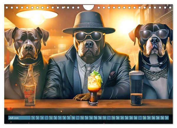Produktbild: Gangsterhunde - KI-Bilder (Wandkalender 2026 DIN A4 quer), CALVENDO Monatskalender