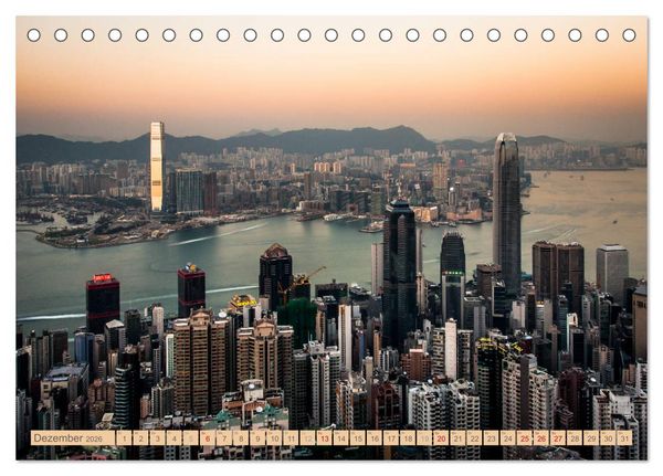 Produktbild: HONGKONG Skyline und Stadtleben (Tischkalender 2026 DIN A5 quer), CALVENDO Monatskalender