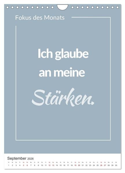 Produktbild: Achtsamkeitskalender: Mehr Achtsamkeit im Alltag mit dem Fokus des Monats (Wandkalender 2026 DIN A4 hoch), CALVENDO Monatskalender