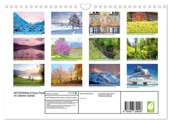 Produktbild: MITTENWALD Eine Perle im Oberen Isartal (Wandkalender 2026 DIN A4 quer), CALVENDO Monatskalender