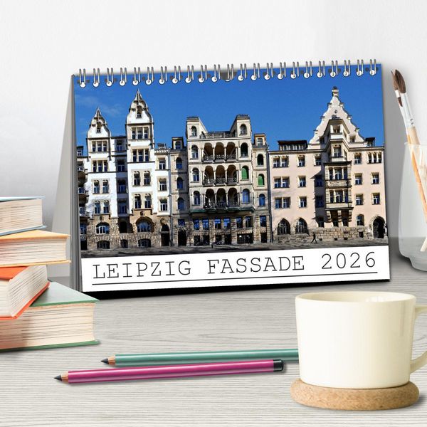 Produktbild: Leipzig Fassade 2026 (Tischkalender 2026 DIN A5 quer), CALVENDO Monatskalender