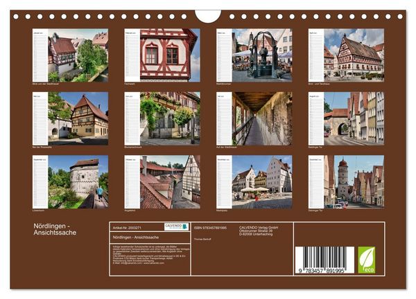 Produktbild: N&ouml;rdlingen - Ansichtssache (Wandkalender 2026 DIN A4 quer), CALVENDO Monatskalender