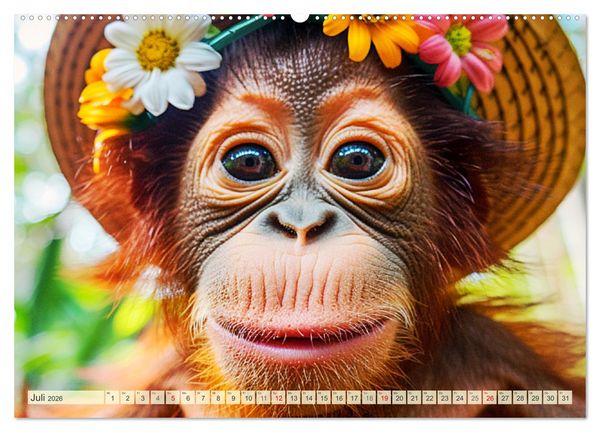 Produktbild: Affige Selfies. Tierisch witziges aus dem Dschungel (Wandkalender 2026 DIN A2 quer), CALVENDO Monatskalender