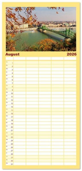 Produktbild: Familienplaner 2026 - Romantisches Budapest - Ungarns sch&ouml;ne Hauptstadt an der Donau mit 5 Spalten (Wandkalender, 21 x 45 cm) CALVENDO
