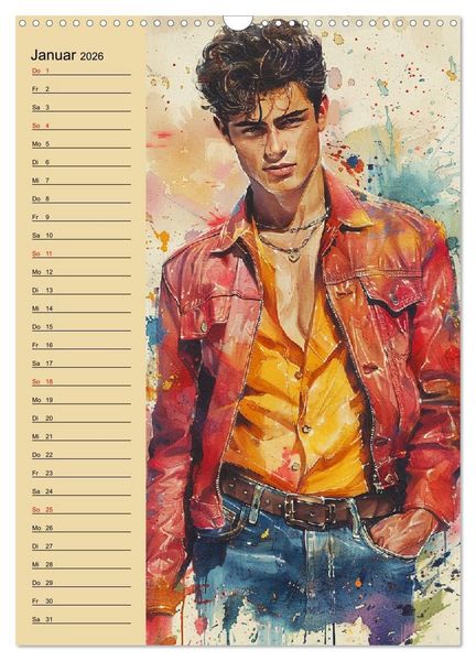 Produktbild: Verwegene Jungs. Pin-up-M&auml;nner im Stil der 50er Jahre (Wandkalender 2026 DIN A3 hoch), CALVENDO Monatskalender