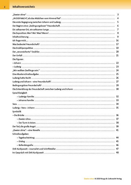 Produktbild: Zweier ohne &ndash; Dirk Kurbjuweit &ndash; Sch&uuml;lerarbeitsheft