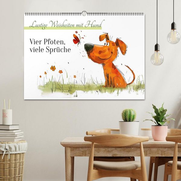 Produktbild: Vier Pfoten, viele Spr&uuml;che - Lustige Weisheiten mit Hund (Wandkalender 2026 DIN A2 quer), CALVENDO Monatskalender