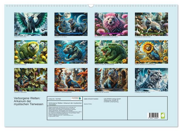 Produktbild: Verborgene Welten: Arkanum der mystischen Tierwesen (Wandkalender 2026 DIN A2 quer), CALVENDO Monatskalender