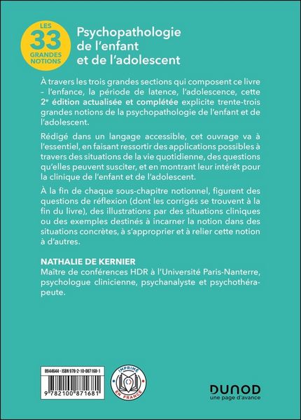 Produktbild: Psychopathologie de l'enfant et de l'adolescent : 33 grandes notions