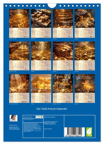 Produktbild: Der Geld-Anlock-Kalender (Wandkalender 2026 DIN A4 hoch), CALVENDO Monatskalender