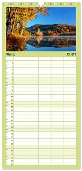 Produktbild: Familienplaner 2027 - Neu England, Indian Summer mit 5 Spalten (Wandkalender, 21 x 45 cm) CALVENDO