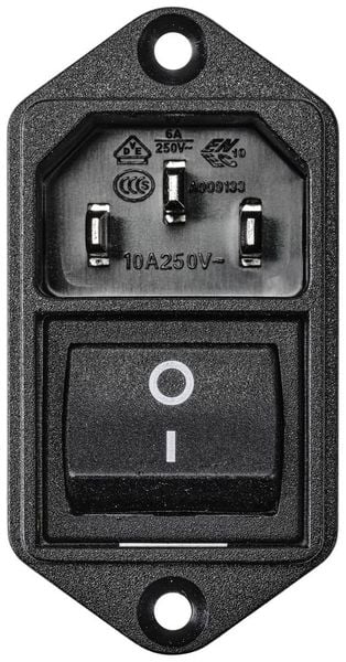 Produktbild: TRU COMPONENTS TC-10088376 Kaltger&auml;te-Steckverbinder C14 Stecker, Einbau vertikal Gesamtpolzahl: 3 10 A Schwarz 1 St.