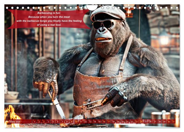 Produktbild: Funny charming animals as barbecue chef (Wall Calendar 2026 DIN A4 landscape), CALVENDO 12 Month Wall Calendar