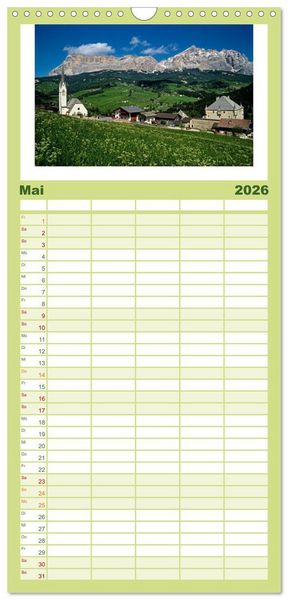 Produktbild: Familienplaner 2026 - S&Uuml;DTIROL - Land der Berge mit 5 Spalten (Wandkalender, 21 x 45 cm) CALVENDO