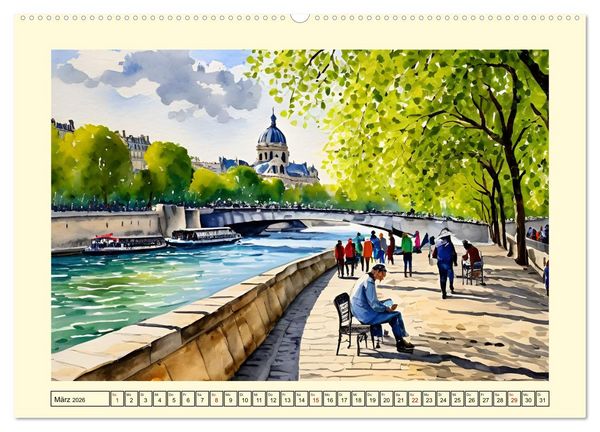 Produktbild: Paris - Stadt der Liebe (hochwertiger Premium Wandkalender 2026 DIN A2 quer), Kunstdruck in Hochglanz