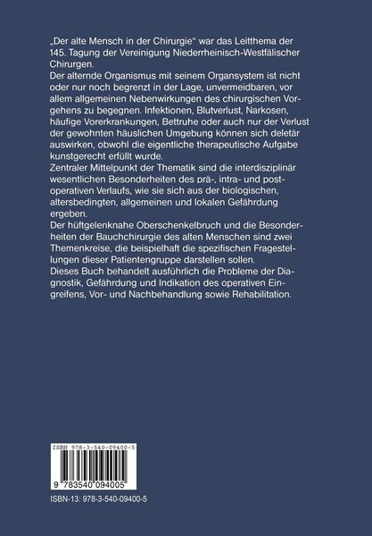 Produktbild: Der alte Mensch in der Chirurgie